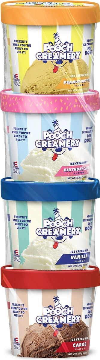 Pooch Creamery mezcla para helado pack variado de 4 para perro