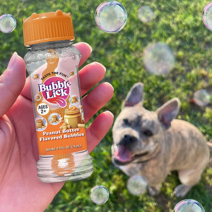 Detalle de la etiqueta Bubble Lick mantequilla de maní