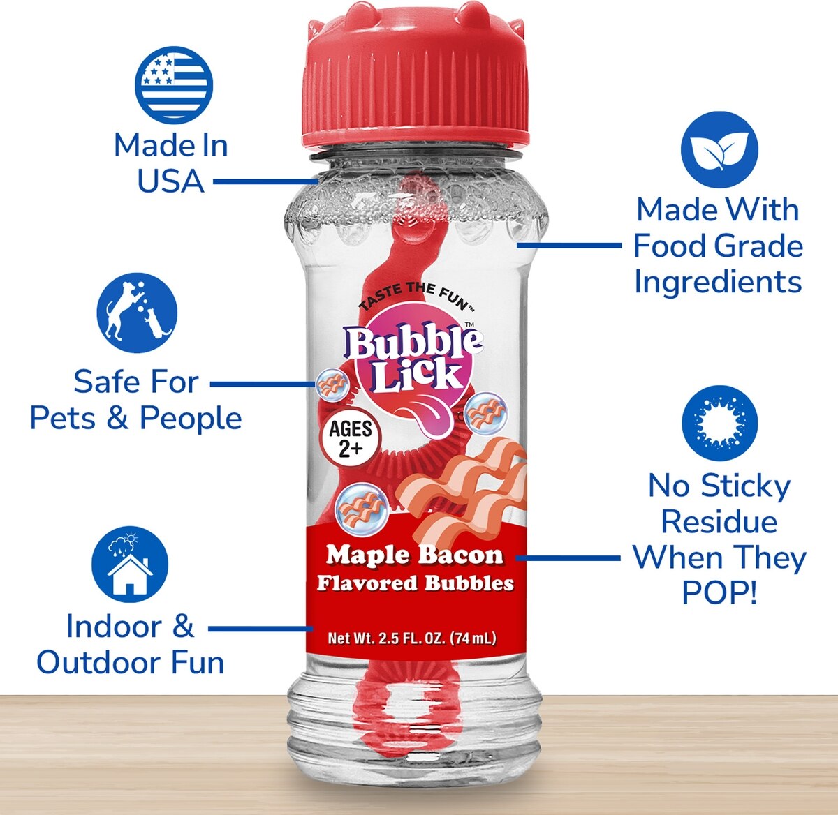 Perro persiguiendo burbujas Bubble Lick maple bacon