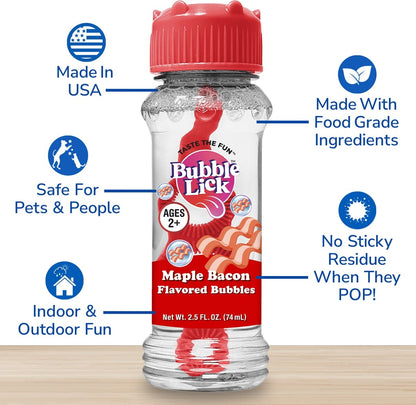 Perro persiguiendo burbujas Bubble Lick maple bacon