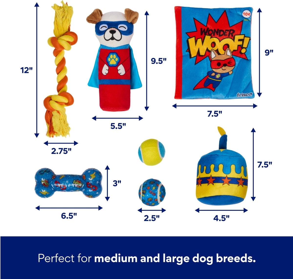 Súper perro de peluche con capa Frisco