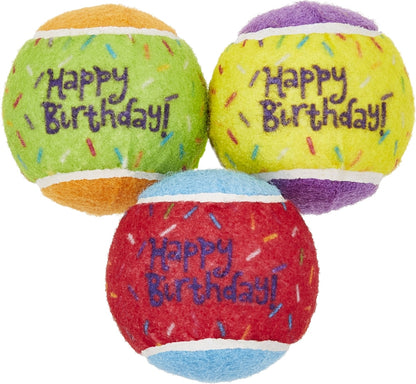 Frisco pelotas de tenis chillonas de cumpleaños pack de 3 para perro