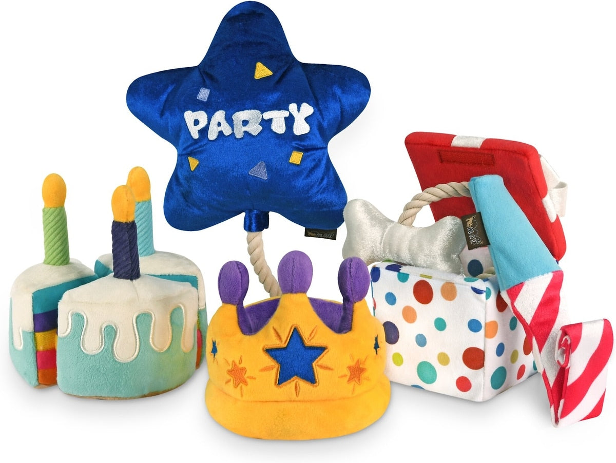 P.L.A.Y. Party Time colección de 5 peluches chillones para perro